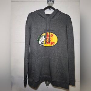 Bass Pro Shops Gray Crewneck Hoodie with Yellow Logo Patch